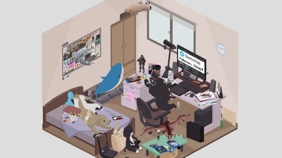 7000 followers milestone 3d model