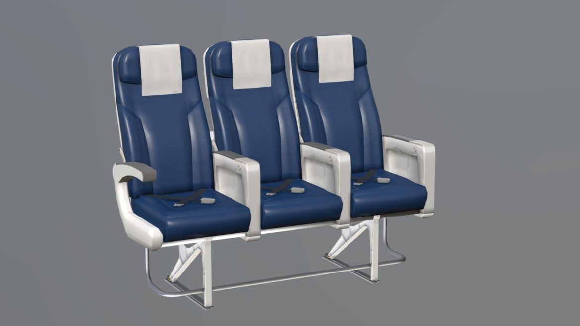 Aircraft Chair 3d Model - High-detail 3D model of an aircraft chair, featuring realistic PBR textures and robust design for aviation visualization.