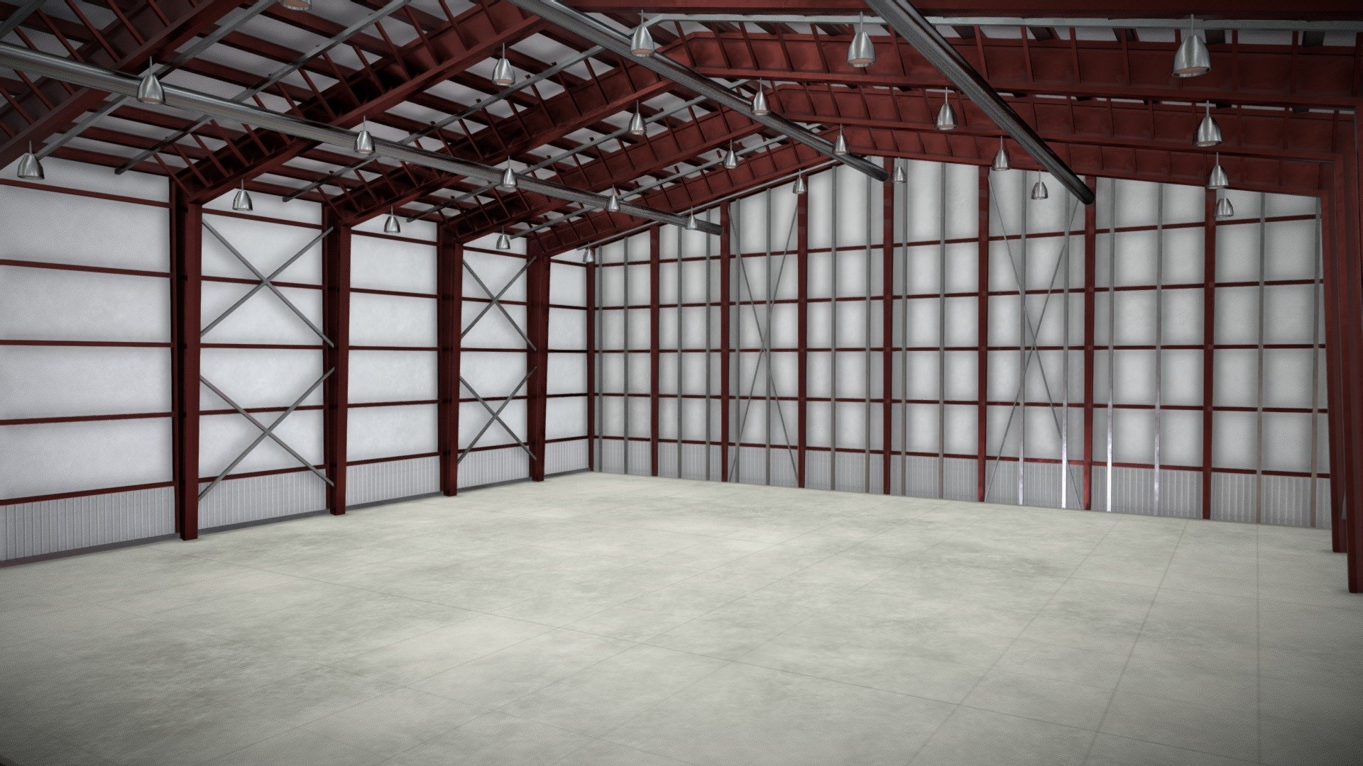 Airplane Hangar Interior 3D Model
