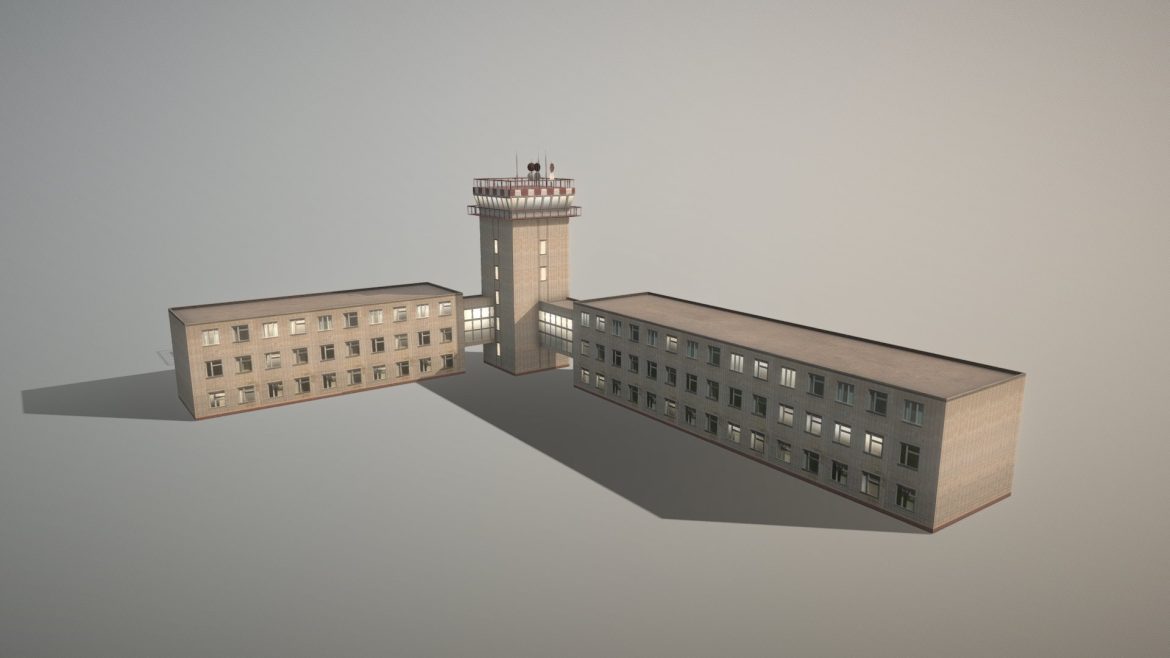 airport control tower urkk kdp 3d model