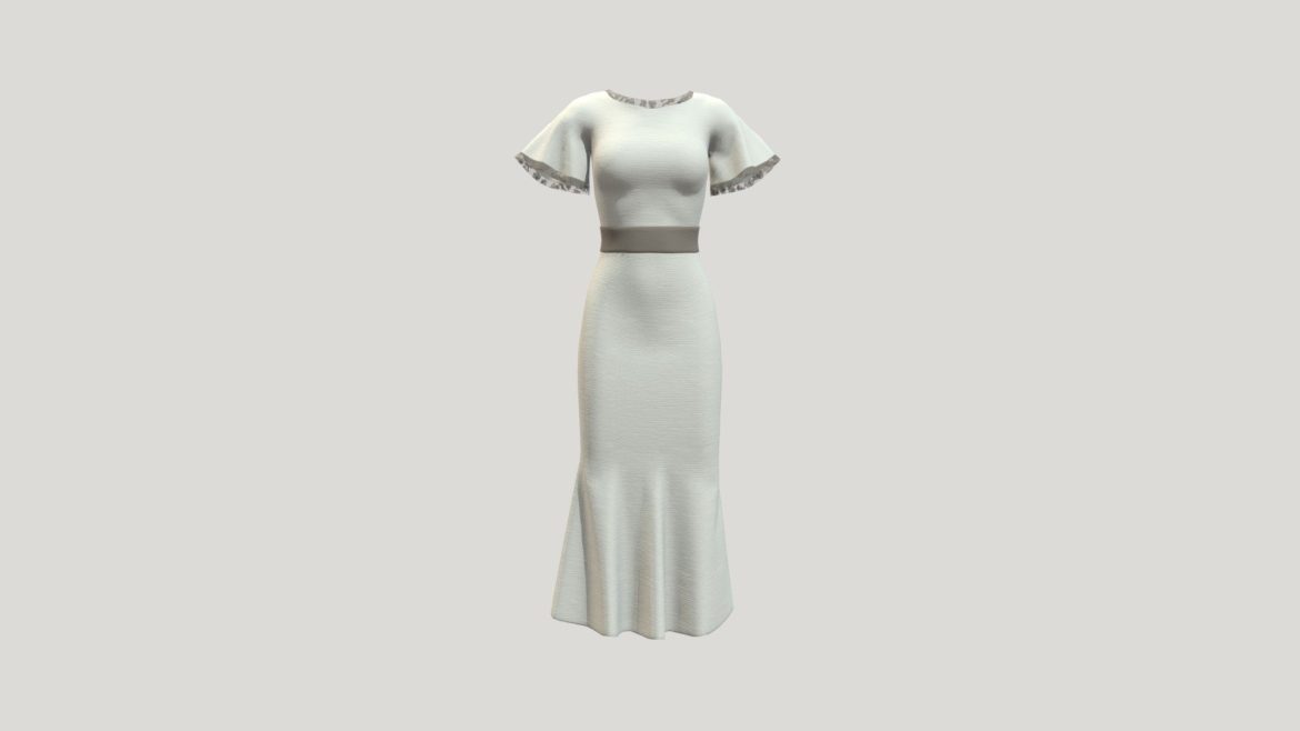 beige dress 3d model