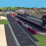 Silverstone Race Track 3d Model - A stylized 3D rendering of the Silverstone race track circuit featuring cartoon-style graphics and vibrant colors.