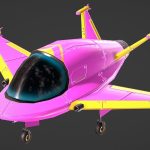 cartoon space ship girl pink 3d model
