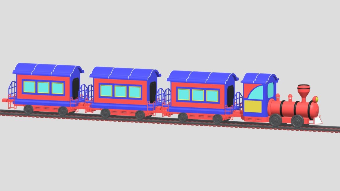 cartoon train 3d model
