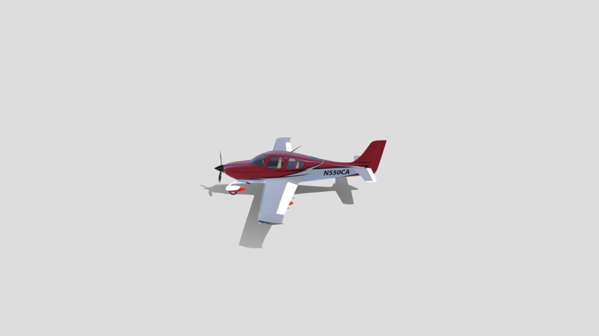 cirrus sr 22 high detaled low poly airplane 3d model