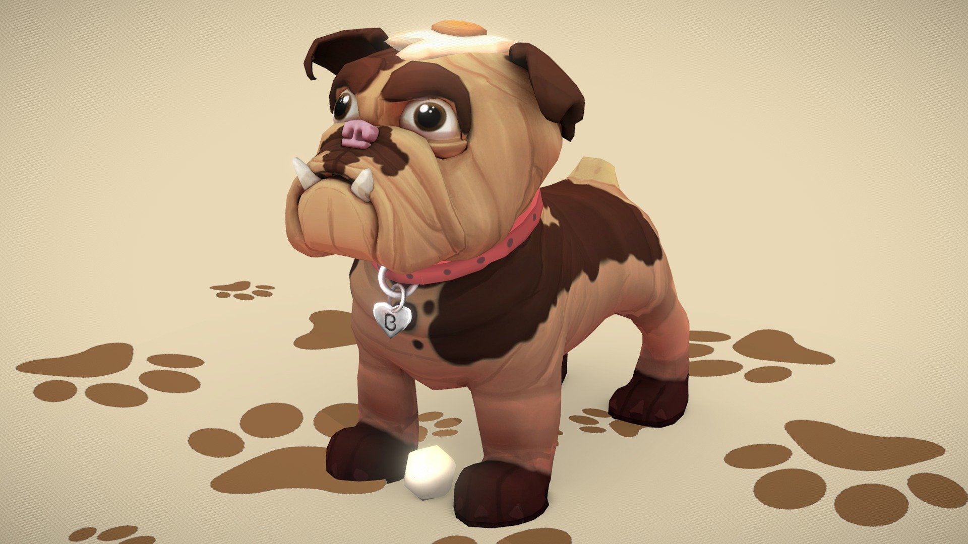 Dog with a egg on his head