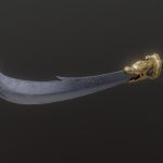 dragon broadsword with cyan hilt 3d model