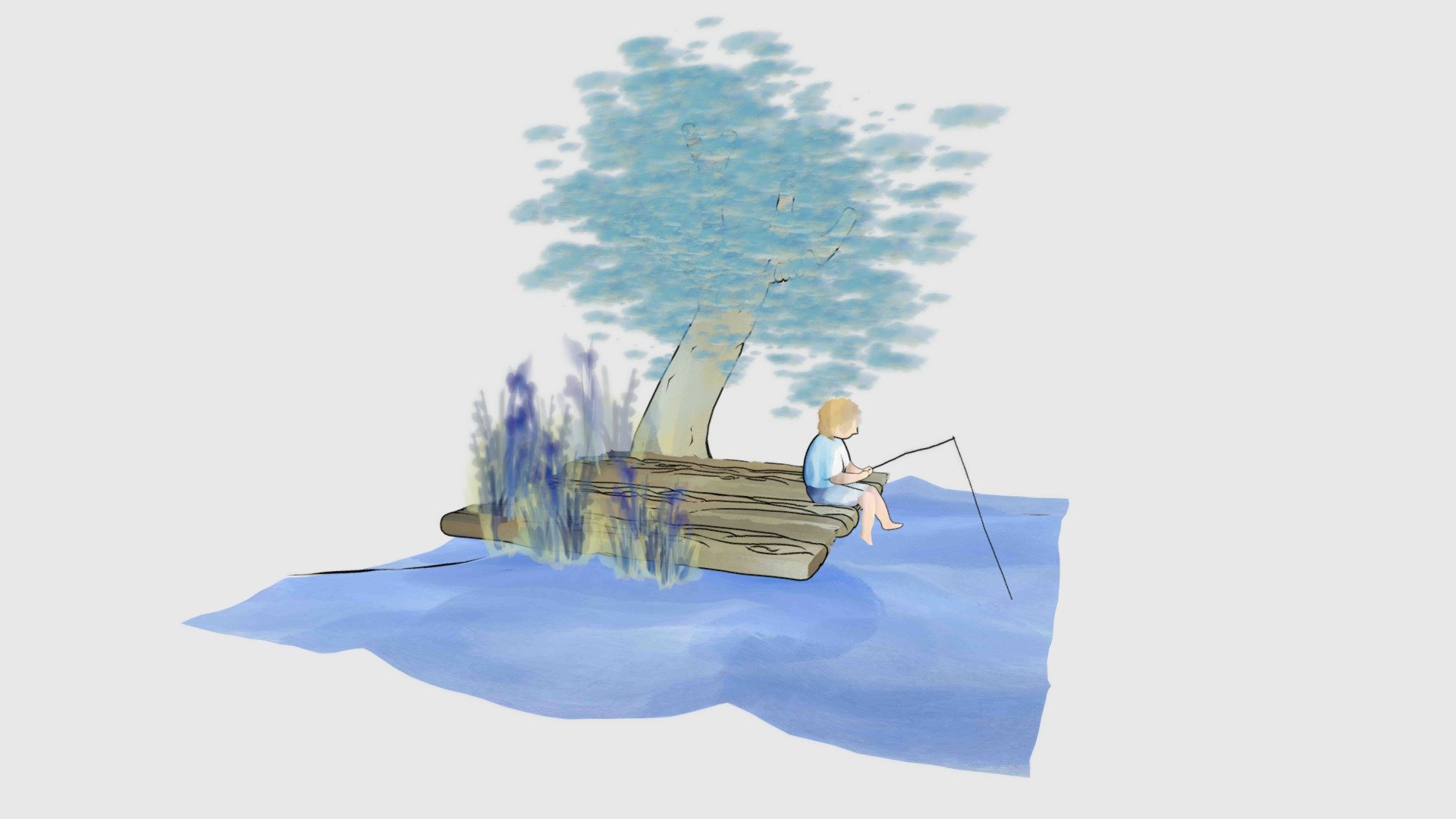 Fishing in the woods