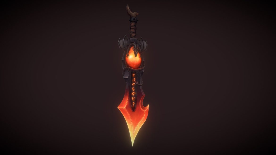 flames of deathwing stylized weapon 3d model