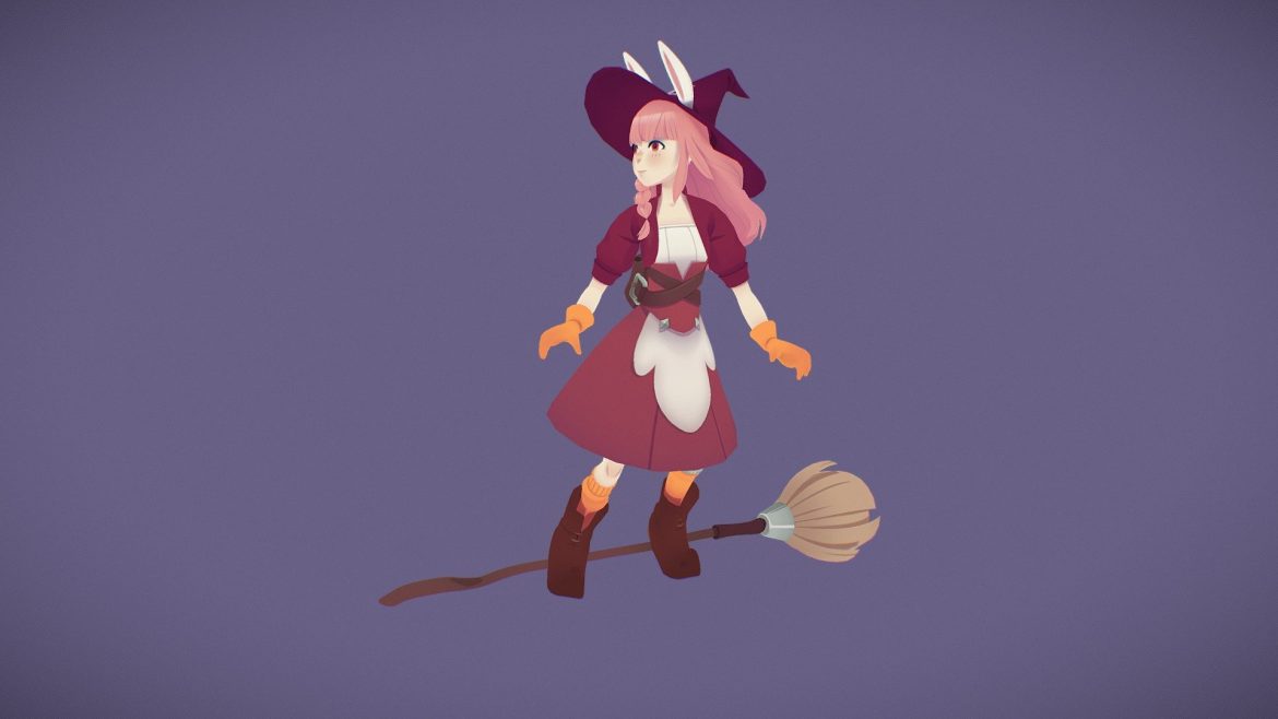 flying witch 3d model