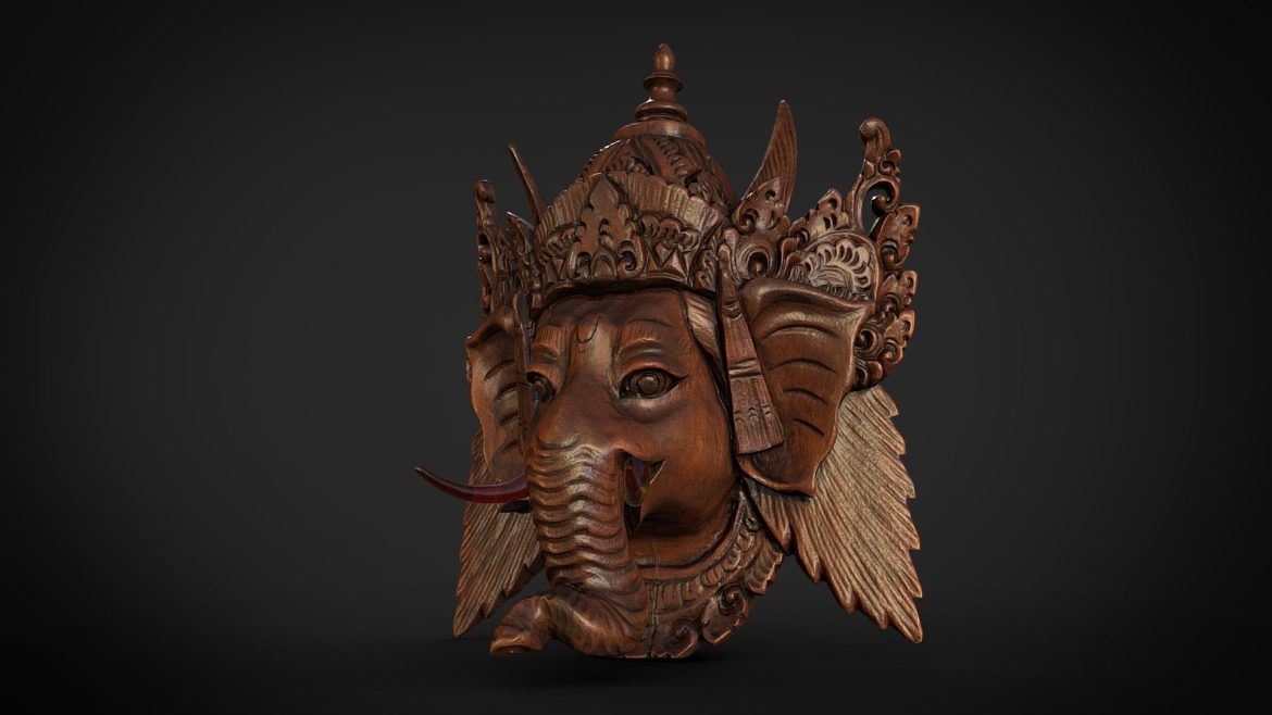ganesha wooden mask 3d model