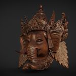 ganesha wooden mask 3d model