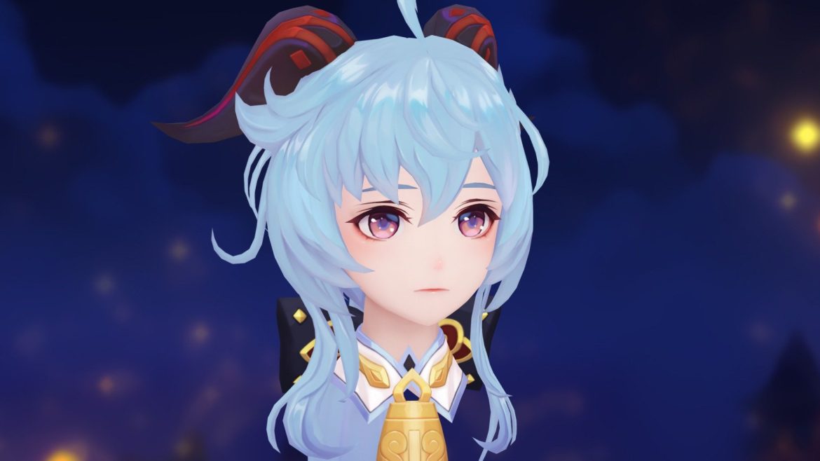 Genshin Ganyu Character 3d Model - High-detail 3D model of Genshin Impact character Ganyu, showcasing her iconic attire and serene expression.