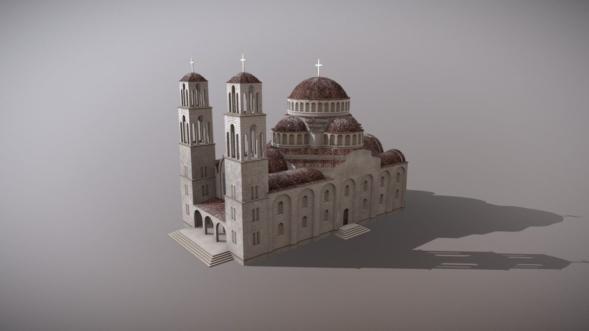Grand Byzantine Church 3d Model - Low-poly Grand Byzantine Church 3D model with PBR textures and multiple LODs for game development