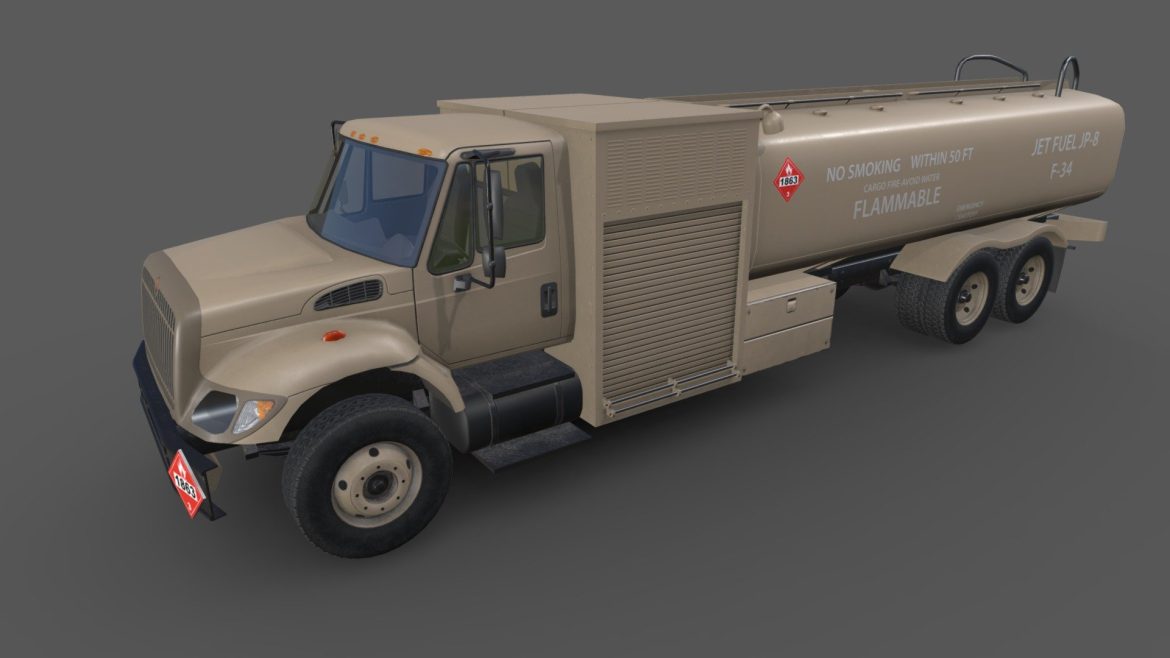 international 7400 refueler beige 3d model