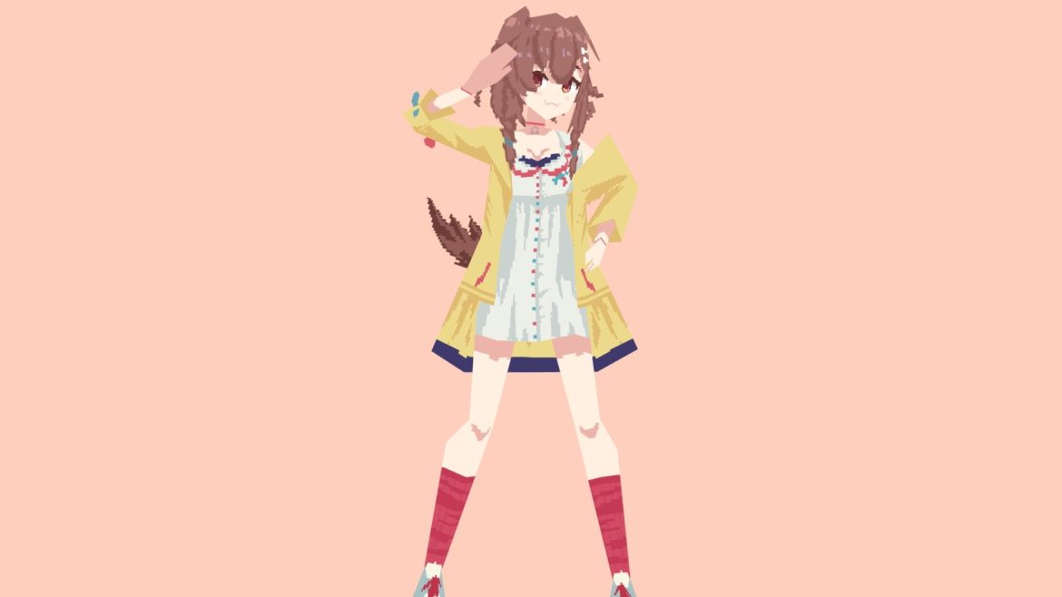 Inugami Korone Character 3d Model - High-detail 3D model of Hololive VTuber Inugami Korone, showcasing her layered outfit and expressive features.