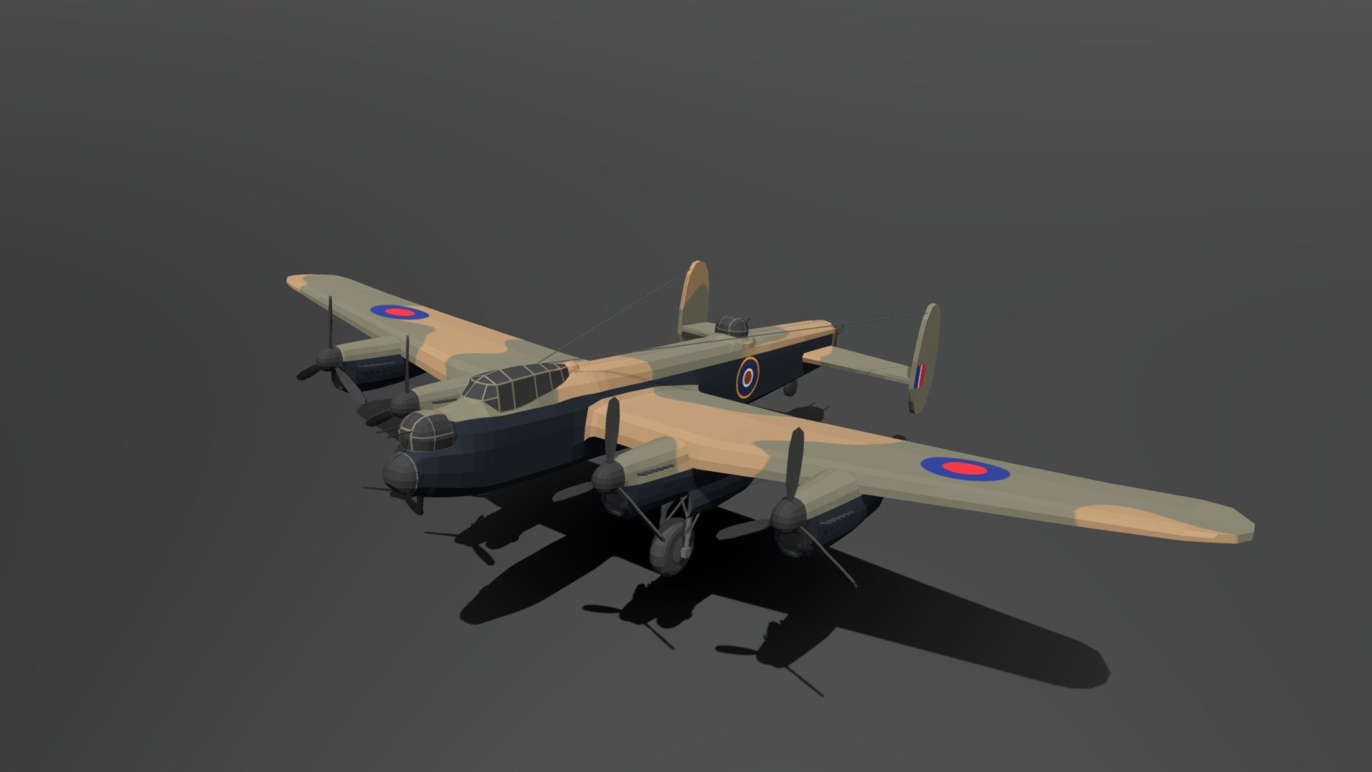 Low Poly Cartoon Avro Lancaster WWII Airplane