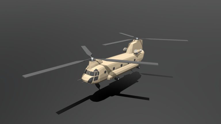 Low Poly Cartoon Boeing CH-47 Chinook Helicopter - deep3dsea