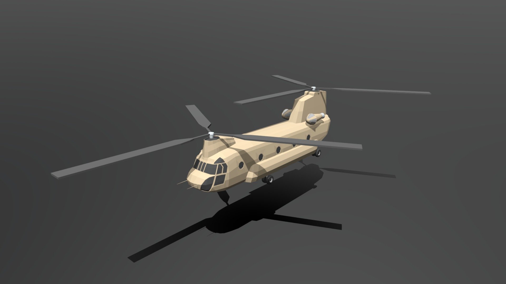 Low Poly Cartoon Boeing CH-47 Chinook Helicopter