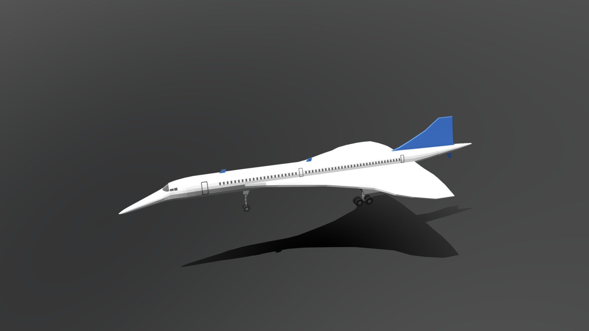 Low Poly Cartoon Concorde Airplane
