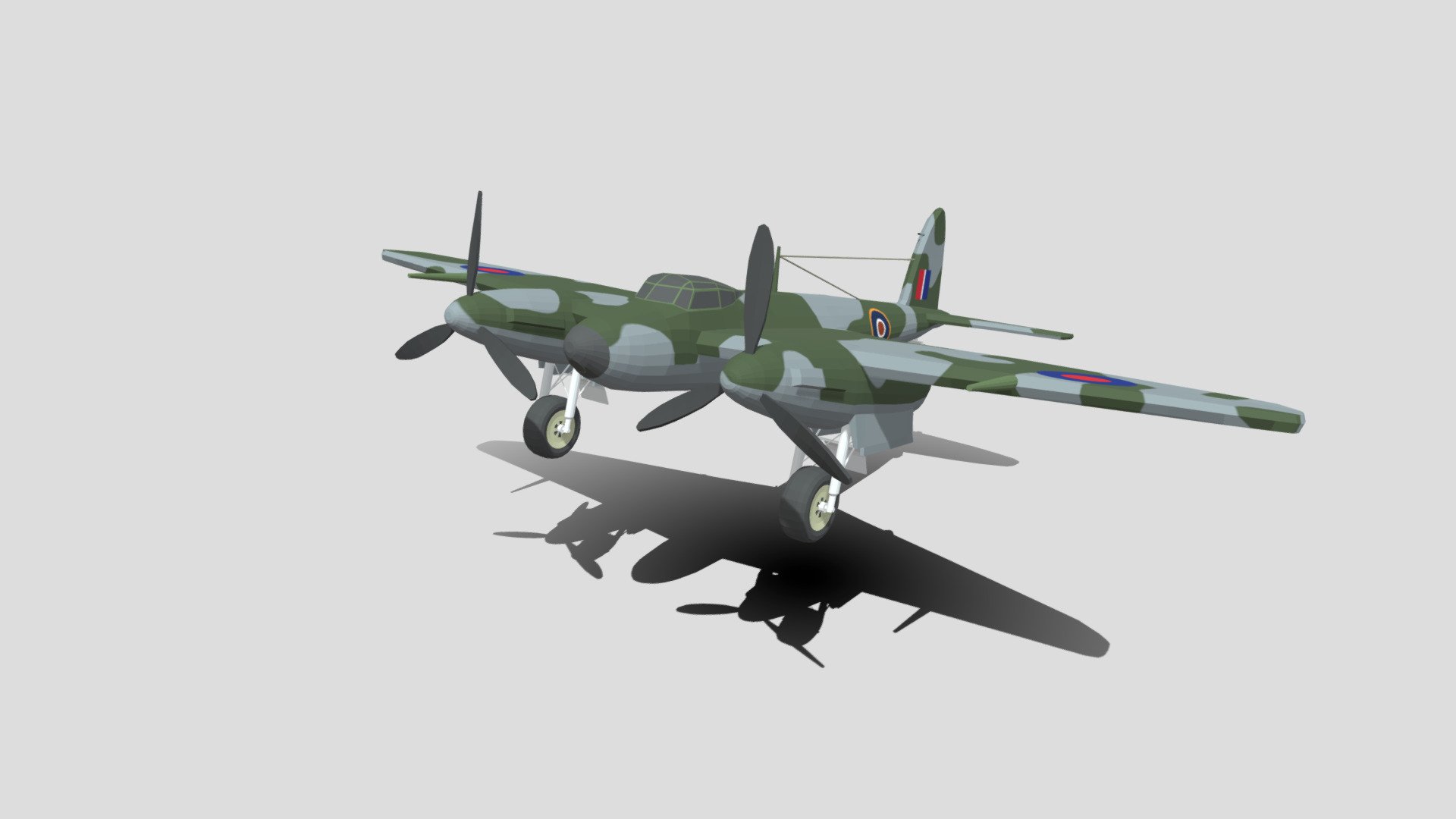 Low Poly Cartoon De Havilland DH 98 Mosquito