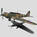 Low Poly Cartoon Fairey Battle WWII Airplane