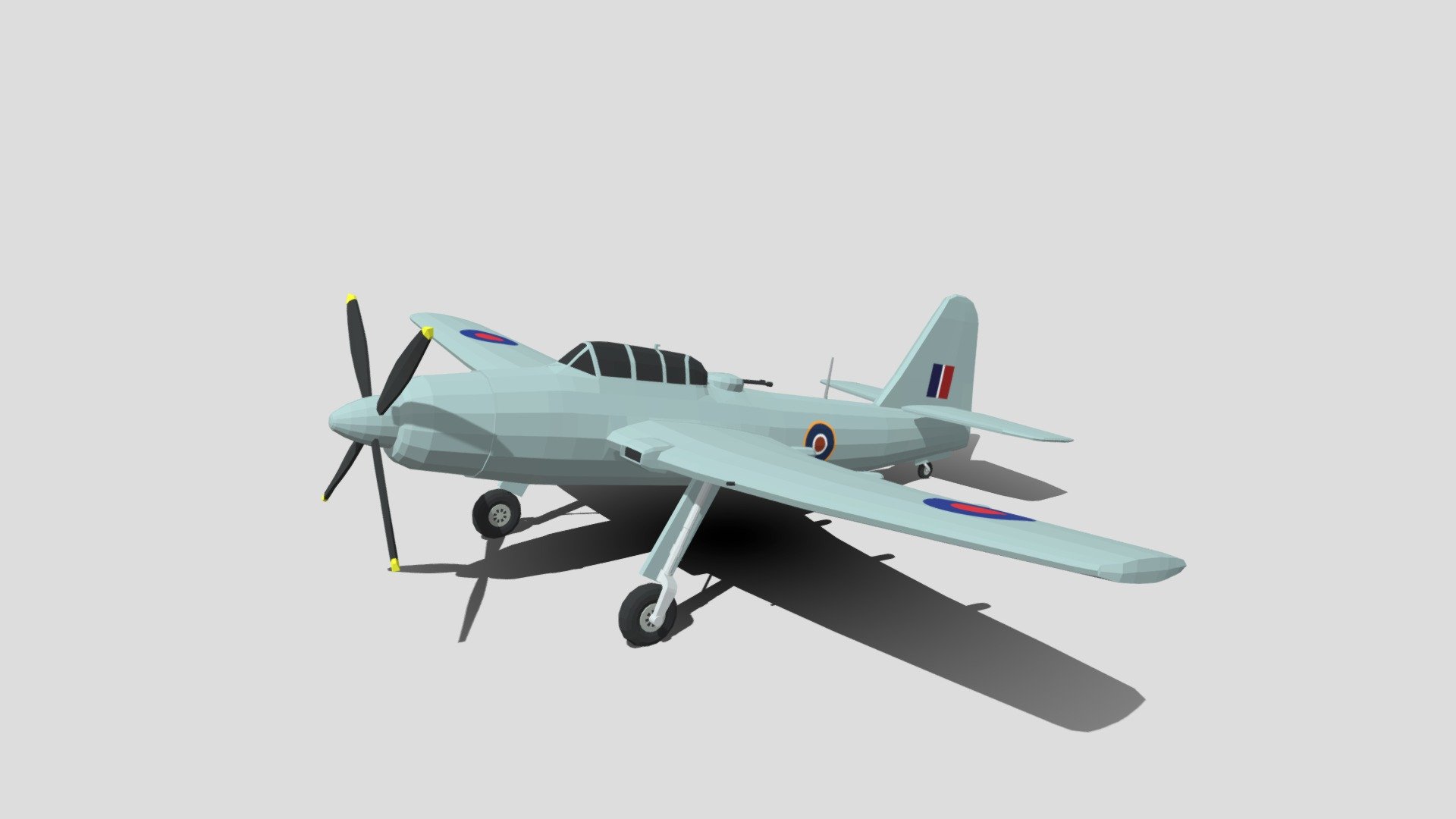 Low Poly Cartoon Fairey Spearfish WWII Airplane