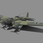 Low Poly Cartoon Heinkel 111 H WWII Airplane