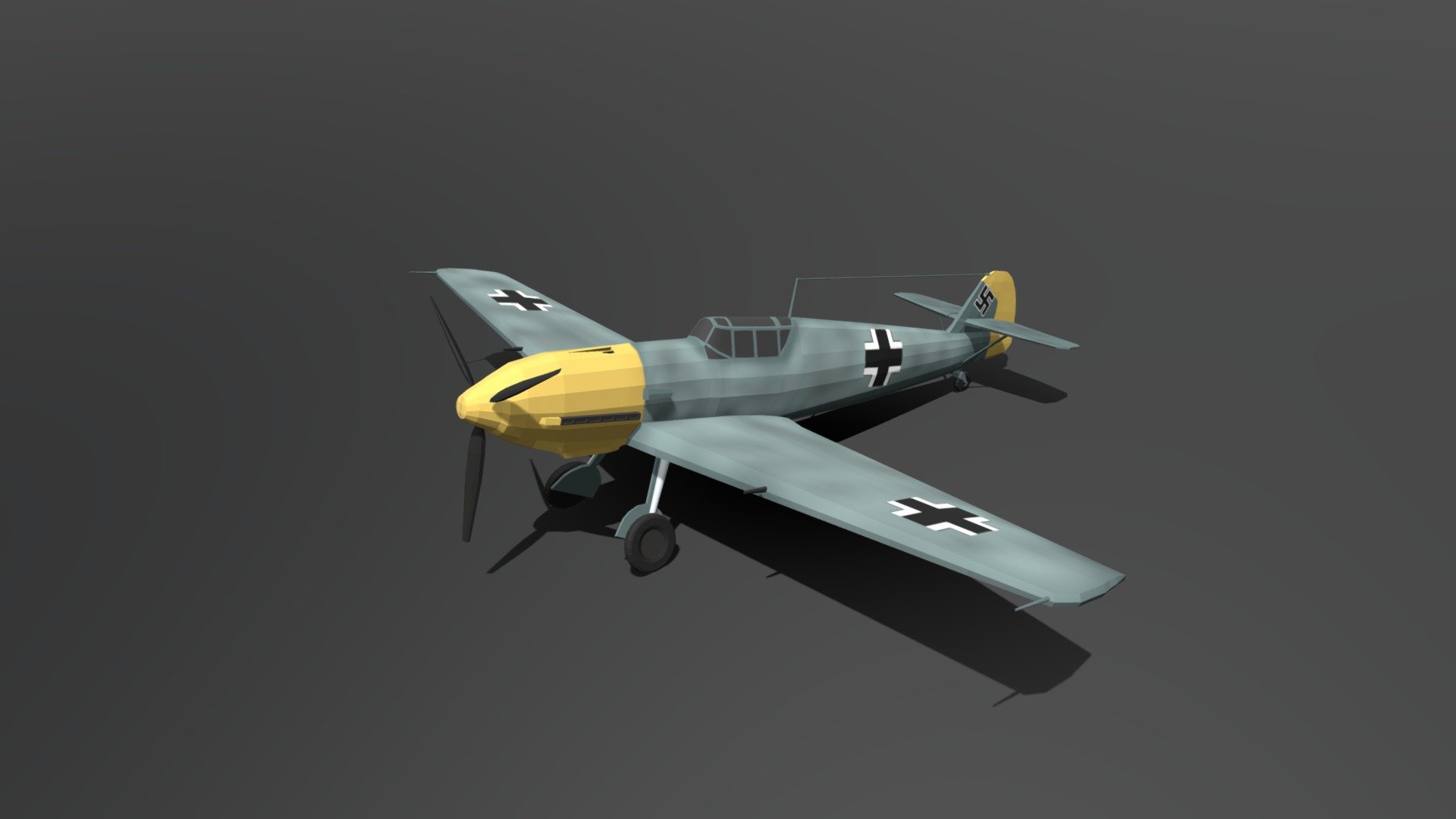 Low Poly Cartoon Messerschmitt Bf 109E3 Emil WW2