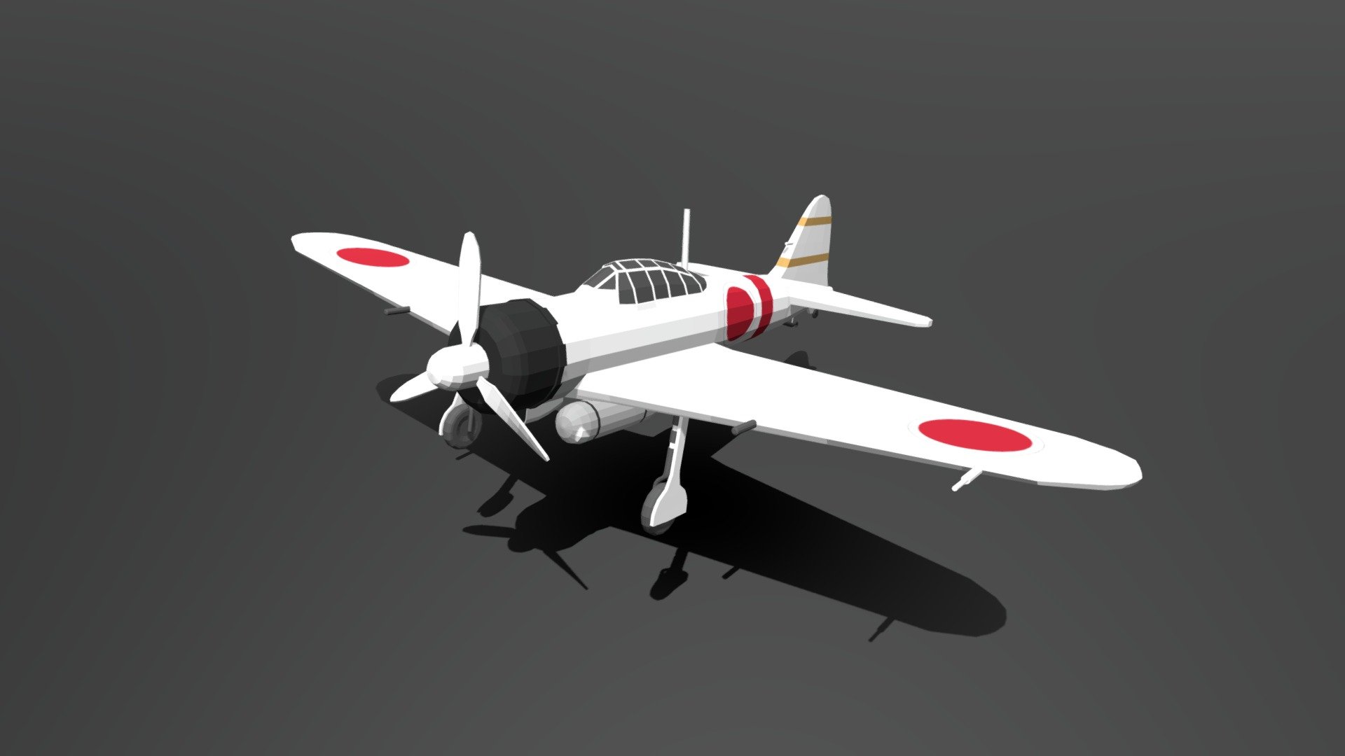 Low Poly Cartoon Mitsubishi A6M Zero WWII