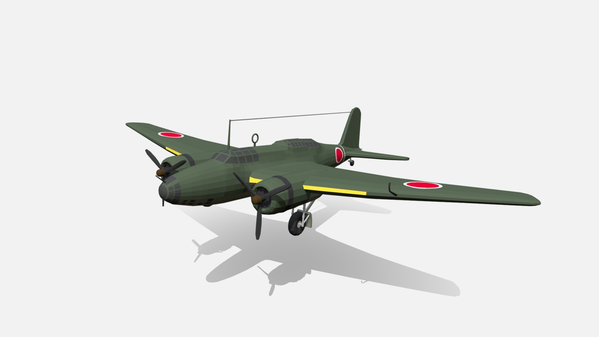 Low Poly Cartoon Mitsubishi Ki-21 Sally WWII