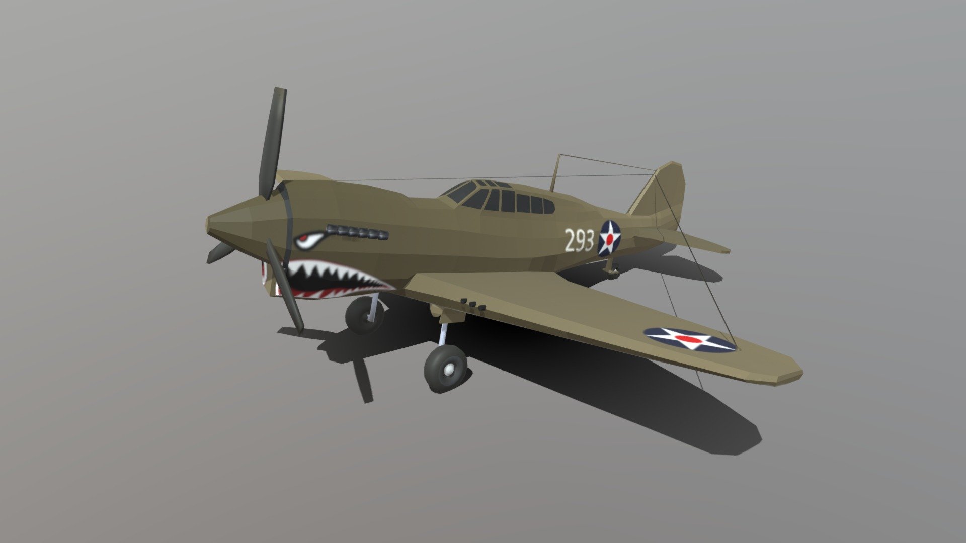 Low Poly Curtiss P-40 Warhawk Airplane