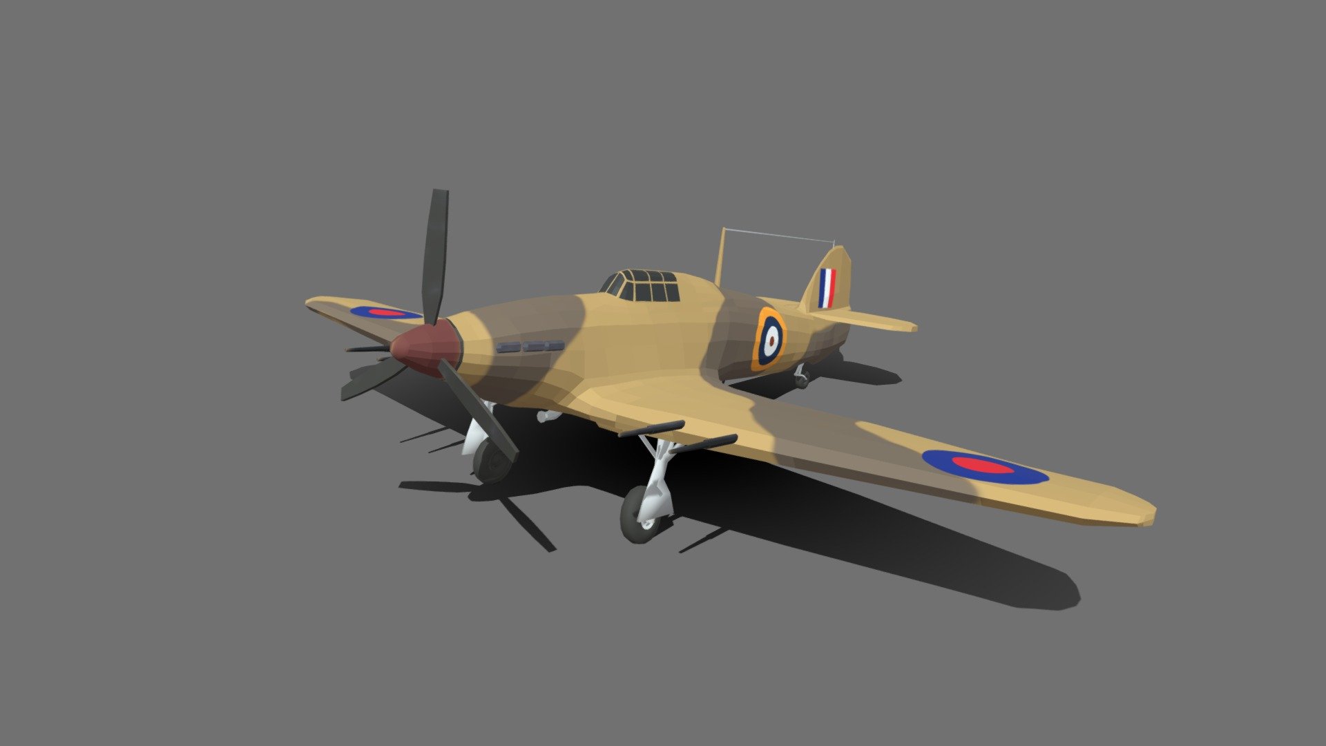Low Poly Hawker Hurricane MK IIC WW2 Airplane