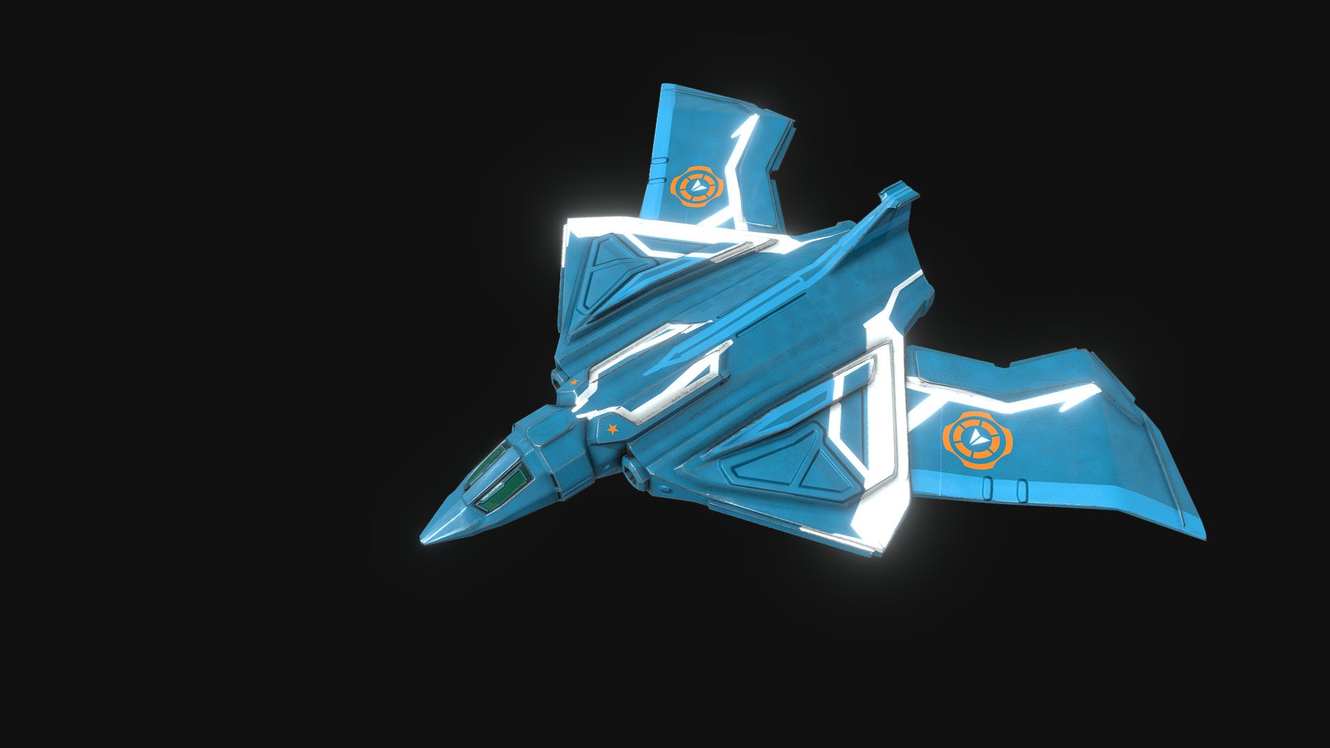 Low poly model sci fi speed spaceship