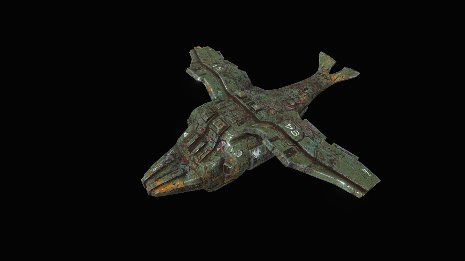Low poly sci fi spaceship