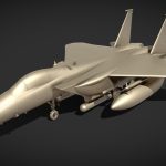 F15e Jetfighter 3d Model - High-detail F-15E Strike Eagle 3D model showcasing its advanced jetfighter design and armament.