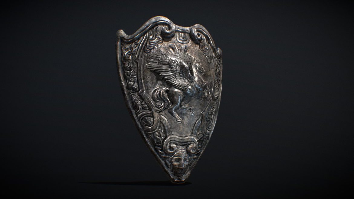 medieval shield low poly game ready 3d model