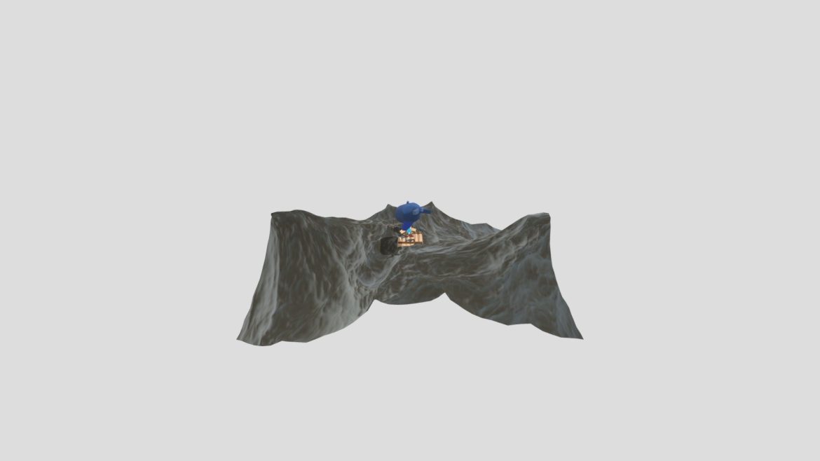 pinocchio at sea seeing a whale 3d model