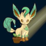Pokemon Leafeon 3d Model - A detailed, hand-painted Pokemon Leafeon 3D model with cell-shading, captured in a dynamic pose against a neutral background.