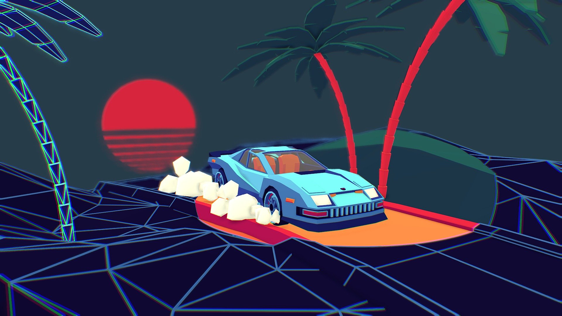 Retrowave LowPoly Car (Remake)