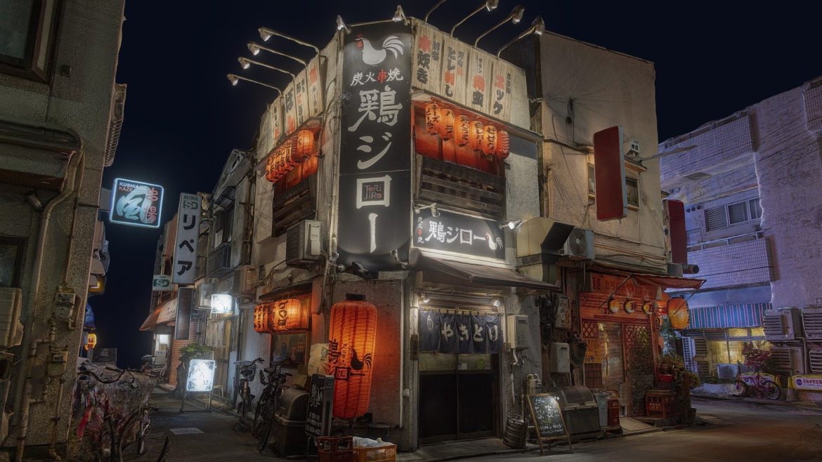 Sangenjaya Neighbourhood 3d Model - Highly detailed 3D model of Sangenjaya neighbourhood in Tokyo at night, showcasing illuminated streets, izakayas, and Carrot Tower.