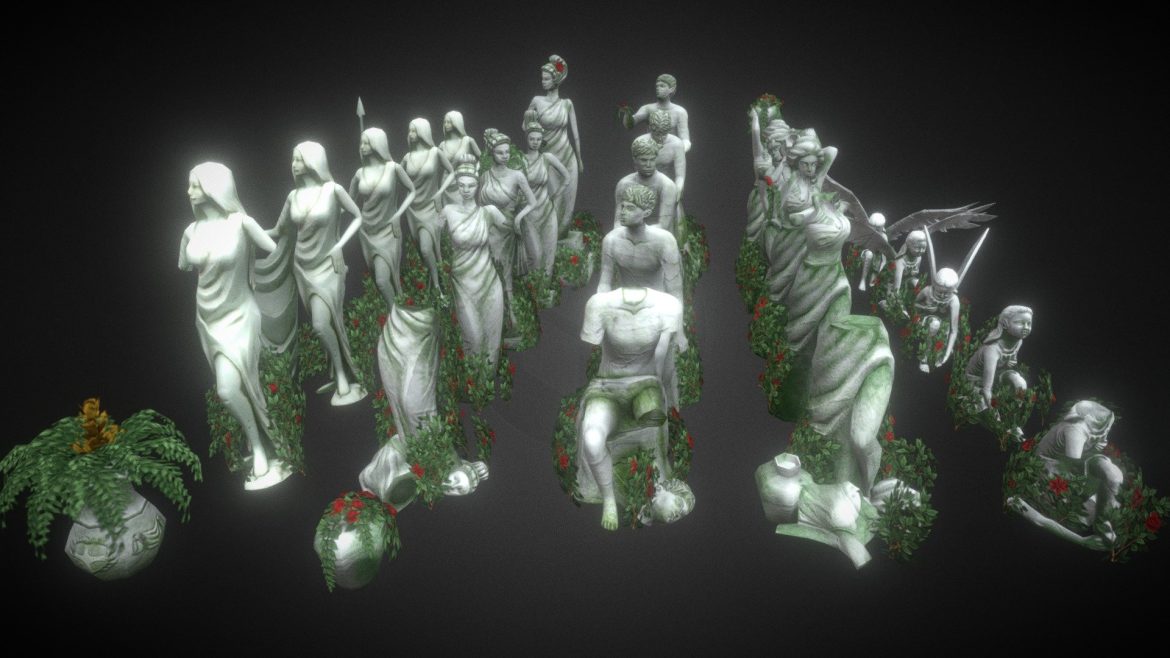set de estatuas 3d model