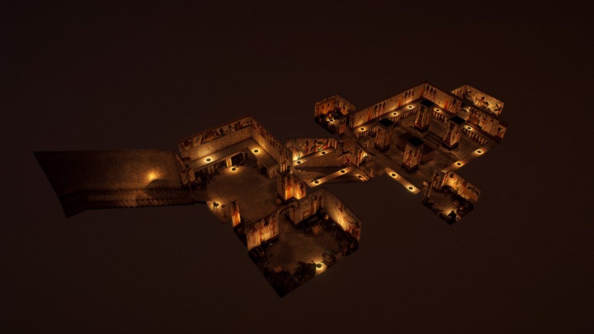 Nefertari Tomb 3d Model - Detailed 3D model of the Tomb of Nefertari interior with vibrant hieroglyphs