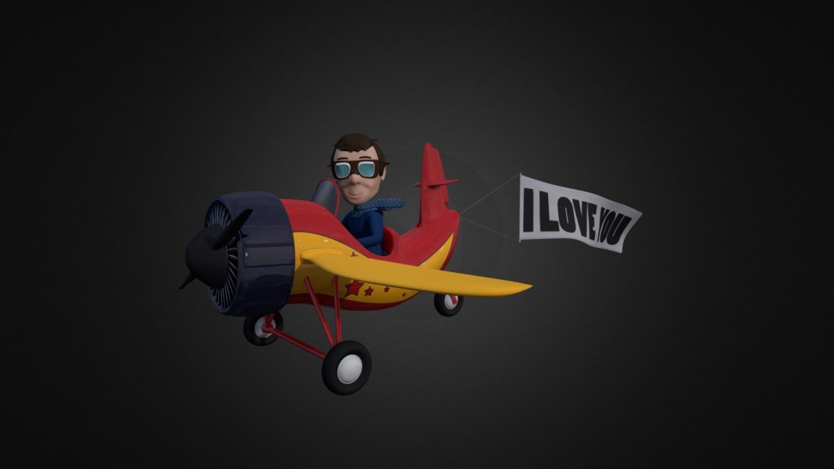 valentines day pilot 3d model
