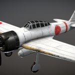 A6m Zero Fighter 3d Model - Highly detailed low-poly 3D model of a WW2 Japanese Mitsubishi A6M Zero fighter aircraft, showcasing PBR textures and real-world proportions.