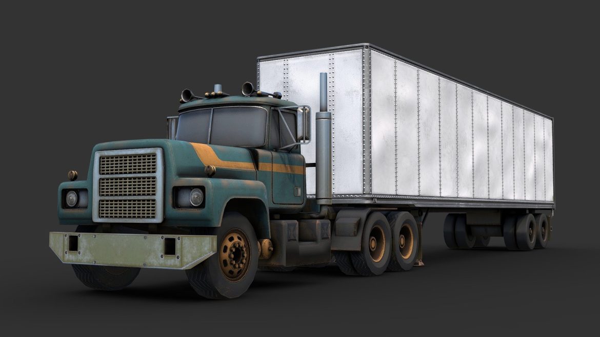 1980s semi truck 3d model