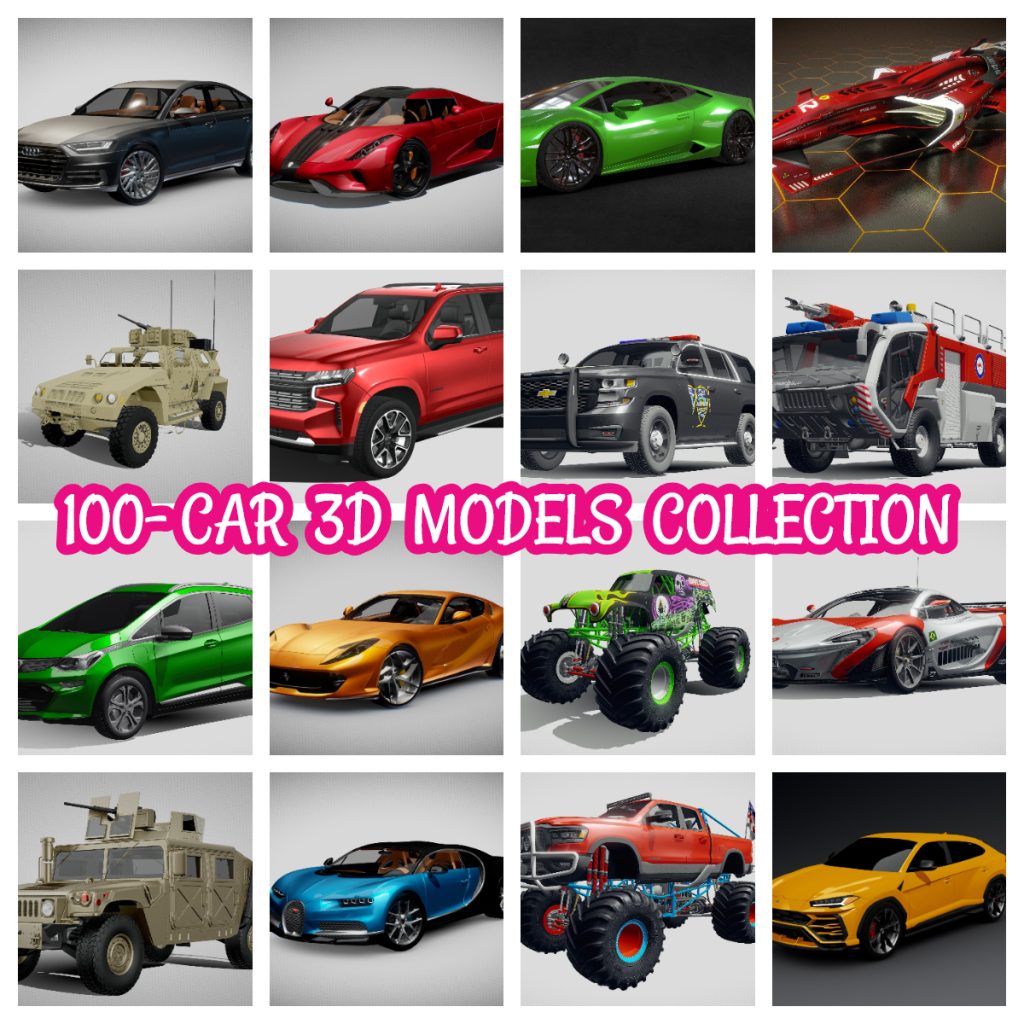 100 3D Models Collection - Ready For Games, Animation, AR, VR, Metaverse, Unity, Unreal Engine Projects