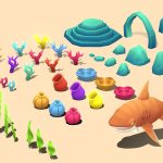 asset set gradient shark 3d model