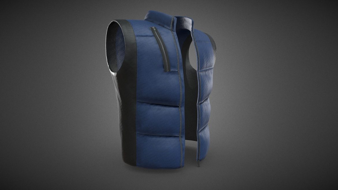 black and blue puffer vest 3d model