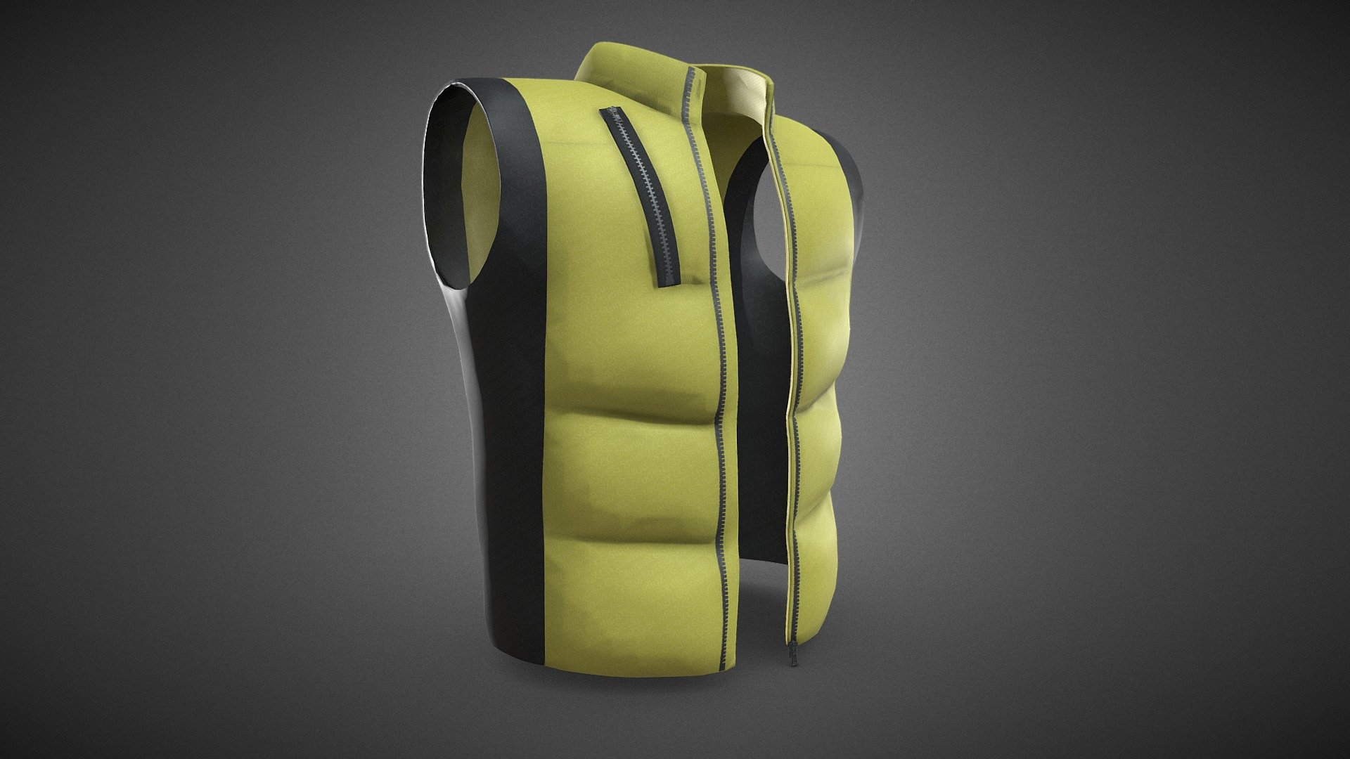 Black And Yellow Puffer Vest
